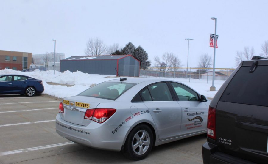 Driver’s Education students practicing parking in the North Polk High School parking lot for their first drive on Feb. 3 after school. 