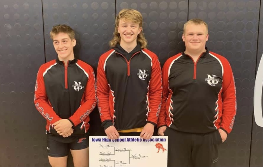 Chance Bockenstedt, Dylan Meiners, and Cole Sanger after qualifying for state at districts.