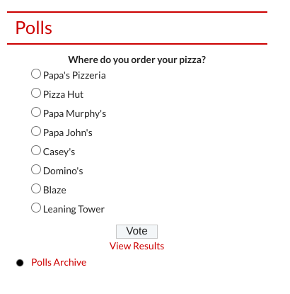 An example of what a poll on The Orbit looks like.
