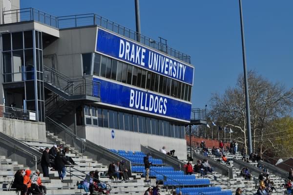 The Drake Relays press box on April 22. 