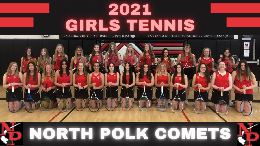The entire girl’s tennis team gathered together to take a picture for the 2021 season.
