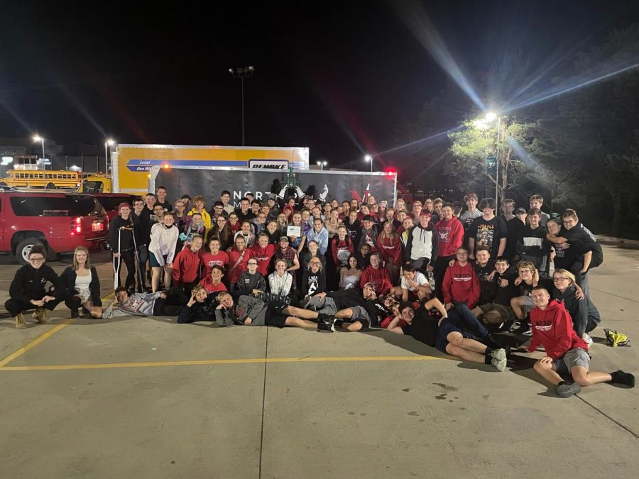 The 2021 - 2022 North Polk Band and Colorguard at Pella on Sept. 25 after placing first. 
