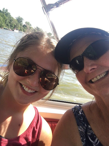 Bengtson and her mom boating.