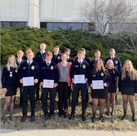 The North Polk FFA Chapter lines up for a picture after a successful FFA State Convention. 
