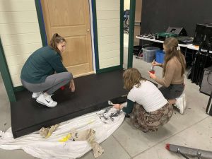 This year students in the theater tech class are building sets for the musical. 