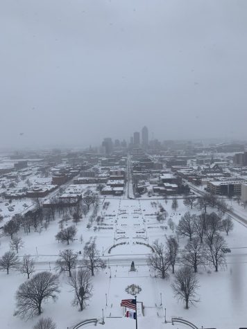 During a slow day because of weather, we took a trip up to the top of The Capitol, the view with the snow was amazing!

