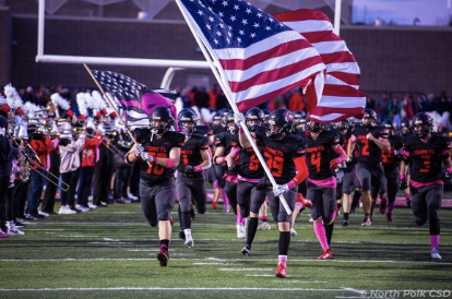 The North Polk Football team by the North Polk Community School District Instagram page. 